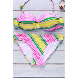 Rainbow Print Halter Bikini Swimwear