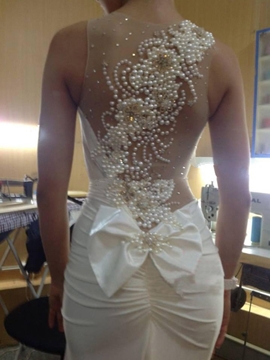 Amazing Jewel Pearls Wedding Dress